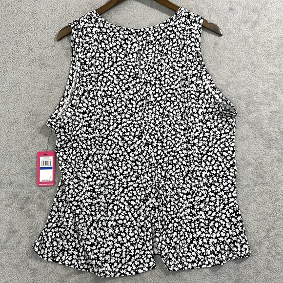 NEW Vince Camuto Womens XL Printed Split-Back Key Rich Black Small Floral Multi - Picture 3 of 10